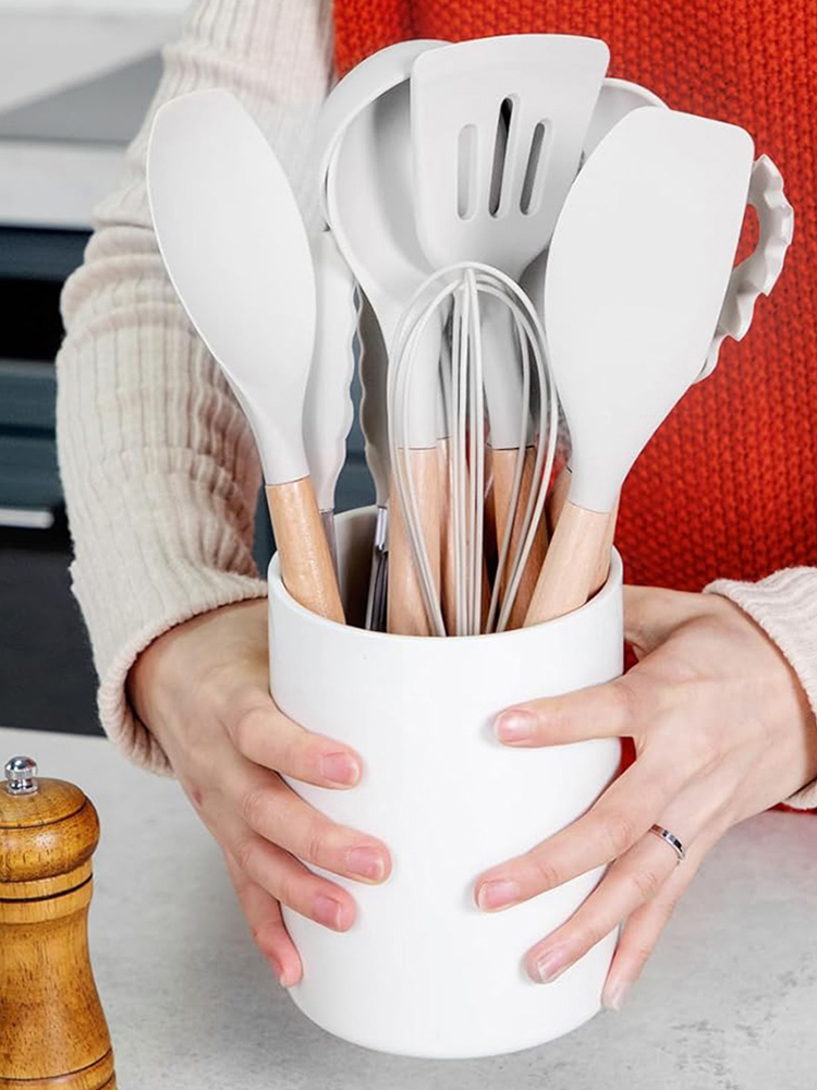 Home Cooking Utensil Set - 12個入りキッチン用品セット 耐熱調理器具 木製ハンドル ノンスティック スパチュラセット スパチュラ