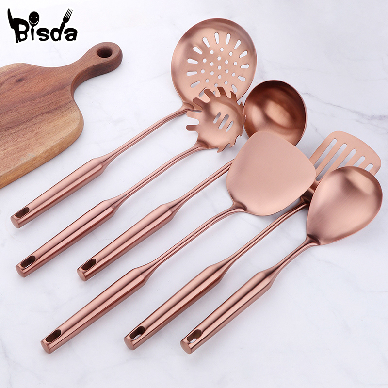 Home Cooking Utensil Set - ステンレス製調理器具,スープスプーン,パスタフォーク,キッチンアクセサリー,ローズゴールド,1個