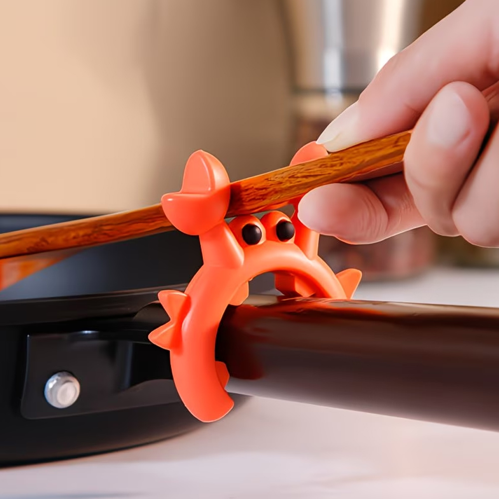Home Cooking Utensil Set - シリコン製スプーンホルダー2個セット、かわいいカニとタコのデザイン、耐熱性のあるスプーンホルダー、キッチン用品やスパチュラ用、キッチン調理器具オーガナイザー - ギフトに最適！