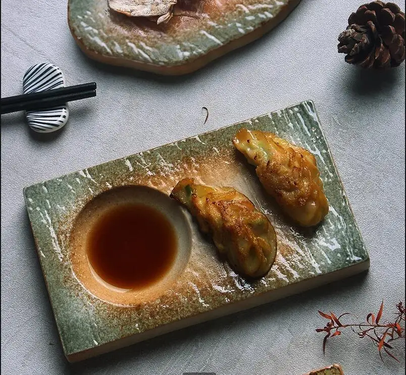 Home Cooking Japanese Food - ヴィンテージセラミックステーキプレート 日本のホテルレストラン 刺身寿司料理調理皿 家庭用キッチン食器