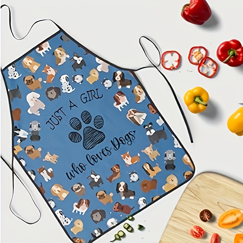 Home Cooking For Dogs - 犬が大好きな女の子のためのエプロン - かわいい漫画の子犬柄キッチンエプロン 女性、女の子、ペット愛好家向け 調理、ベーキング、家の装飾に
