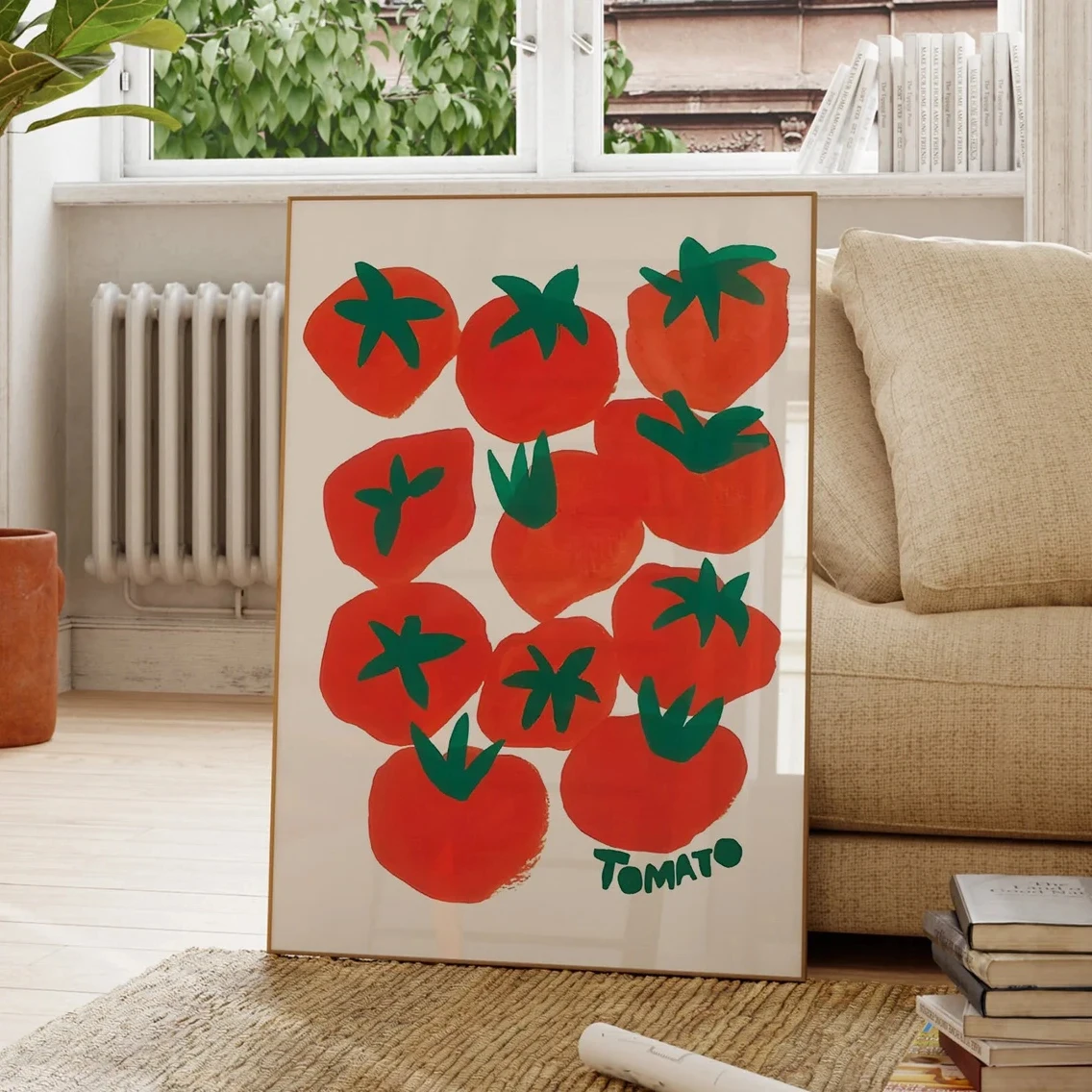 Home Cooking Oil - レッドフードトマト面白いウォールアート、HDキャンバスプリントポスター、家庭、キッチン、リビングルーム、レストランの装飾に最適