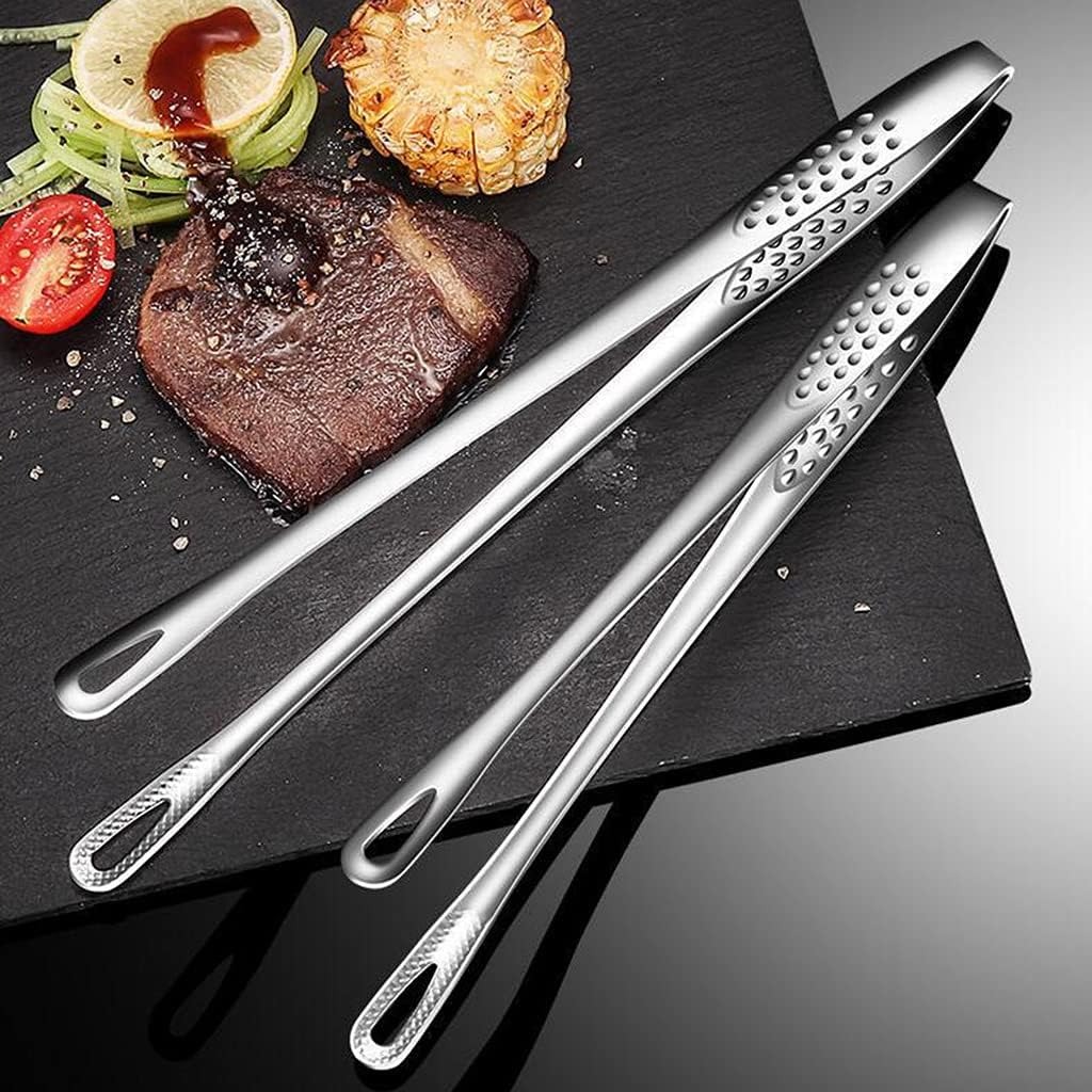 Home Cooking Japanese Food - 28cmステンレス製韓国焼肉用トング、日本のバーベキュー用トング、調理用携帯キッチン用品、家庭用屋外ステーキサラダフード用