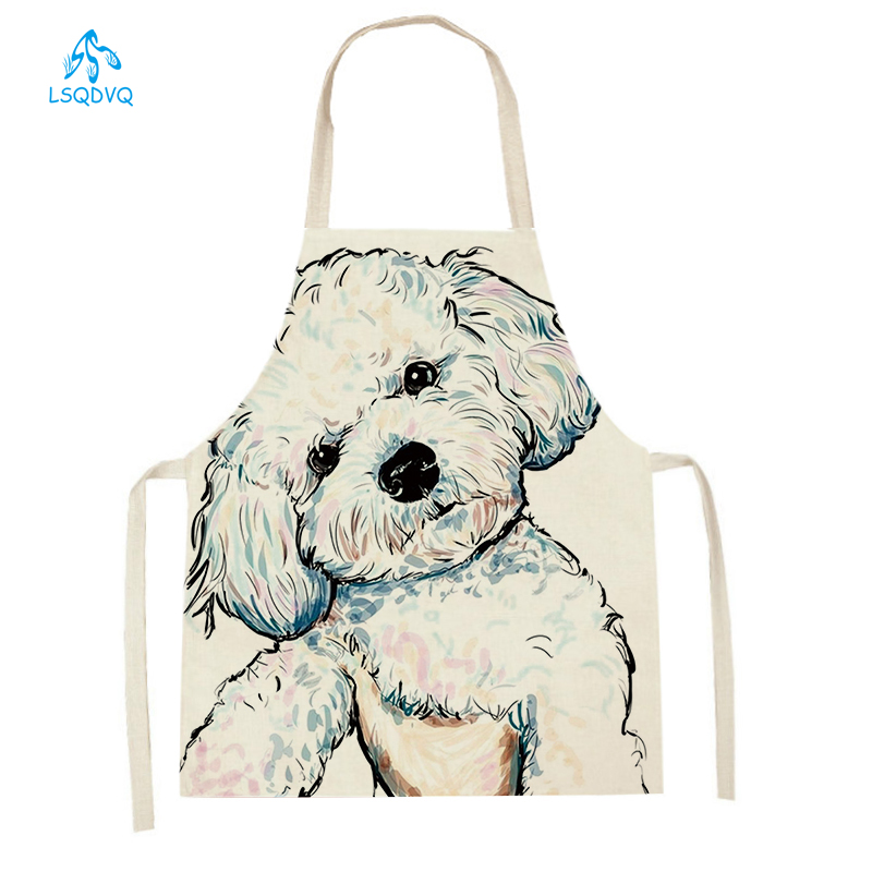 Home Cooking For Dogs - 大人と子供のためのノースリーブのリネンのキッチンエプロン,犬のプリントが施された家庭用クリーニングツール