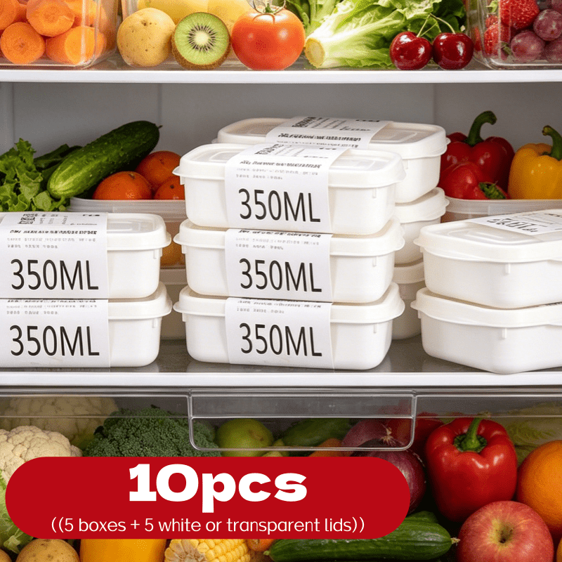 Home Cooking Food - 10個入り再利用可能スタッカブル食品保存容器セット 5つの容器+5つのランダムカラー蓋 小分け冷凍容器 ランチ弁当箱