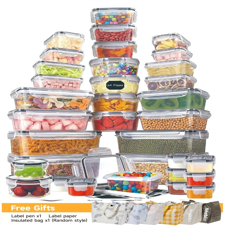 Home Cooking Food - 48個入り BPAフリー食品保存容器セット – キッチン、パントリー、旅行用の蓋とラベル付き気密容器24個