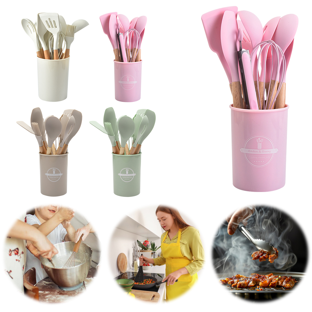 12個入りキッチン用品セット 耐熱調理器具 木製ハンドル ノ - Home Cooking Utensil Set のレビューと価格