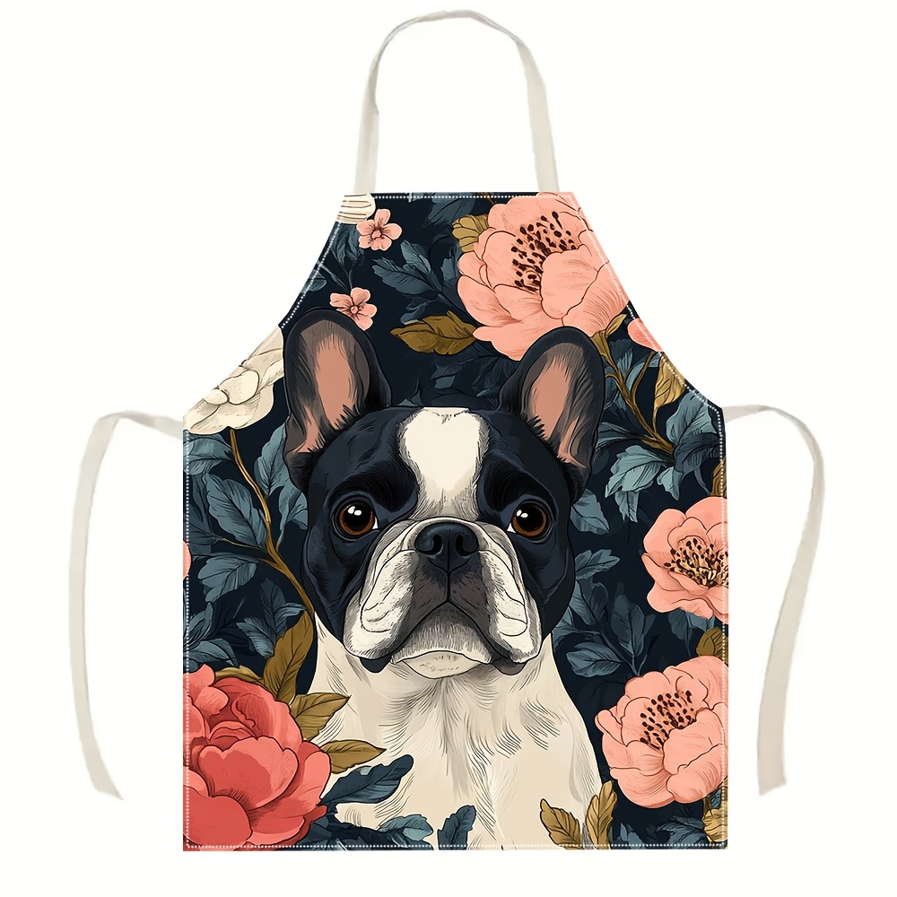 フレンチブルドッグ柄エプロン - リネン風、可愛い犬柄、家庭 - Home Cooking For Dogs のレビューと価格
