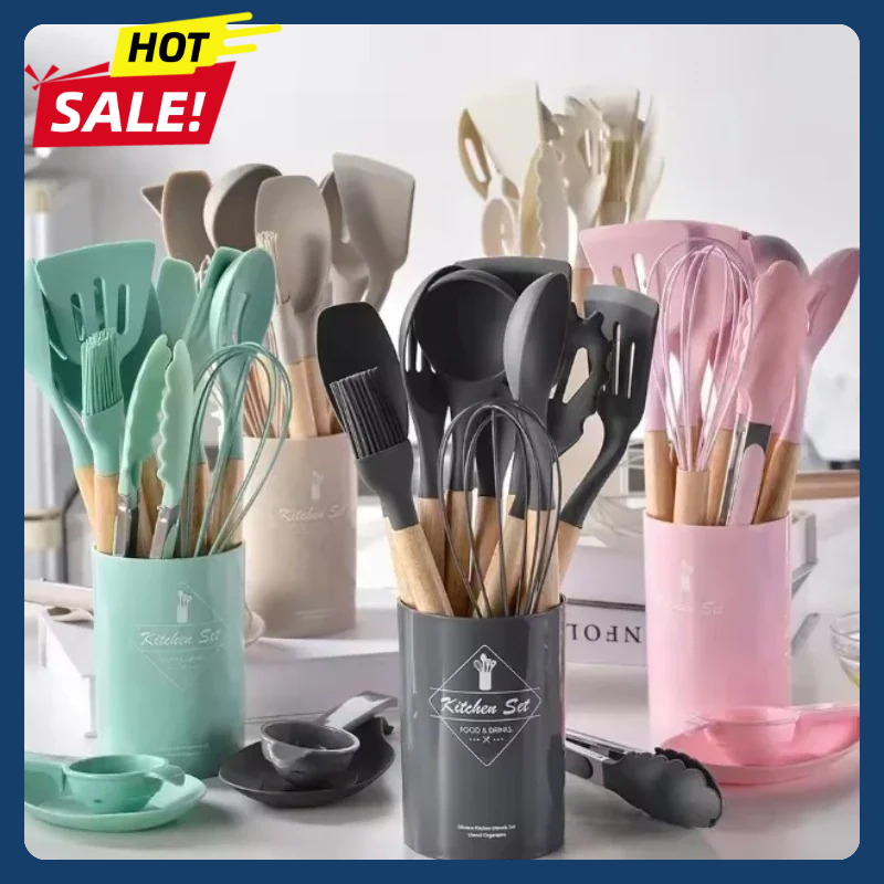 12 個のシリコーン食器セットノンスティック調理器具スパチュ - Home Cooking Utensil Set のレビューと価格