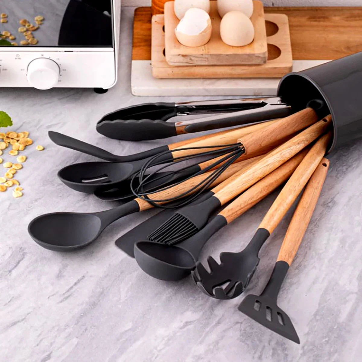 12 個のシリコーン食器セットノンスティック調理器具スパチュ - Home Cooking Utensil Set のレビューと価格