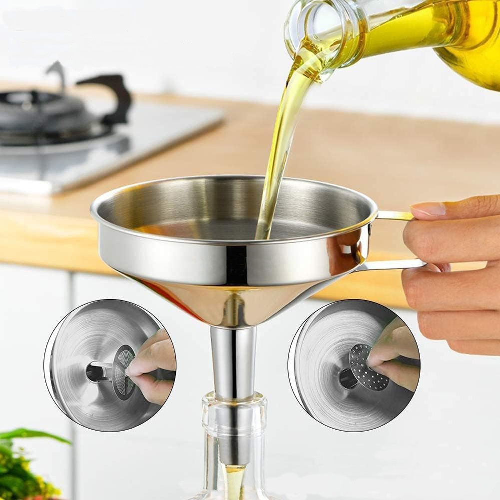 1Pc ステンレス鋼食用油漏斗広口キッチンアクセサリーバービ - Home Cooking Oil のレビューと価格
