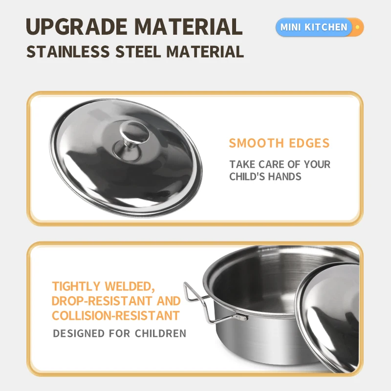 ステンレス製キッズキッチンおもちゃセット、本物そっくりの金属 - Home Cooking Utensil Set のレビューと価格