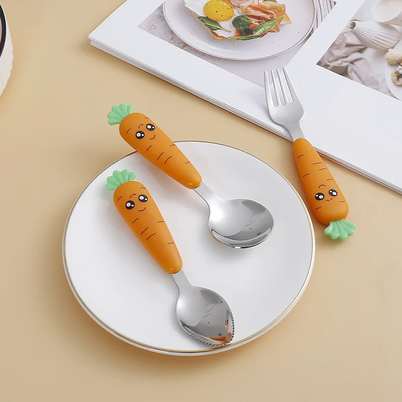 子供用の箱が付いたステンレス鋼のにんじん食器,スプーン,フォ - Home Cooking Utensil Set のレビューと価格