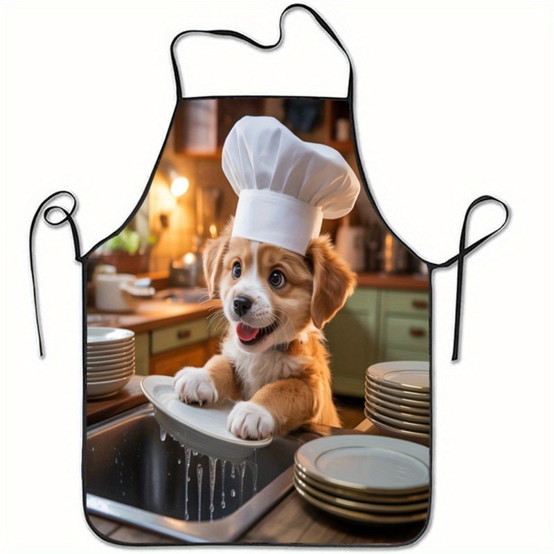 1枚のエプロンには愛らしい子犬のシェフハットと食器洗い犬のプ - Home Cooking For Dogs のレビューと価格