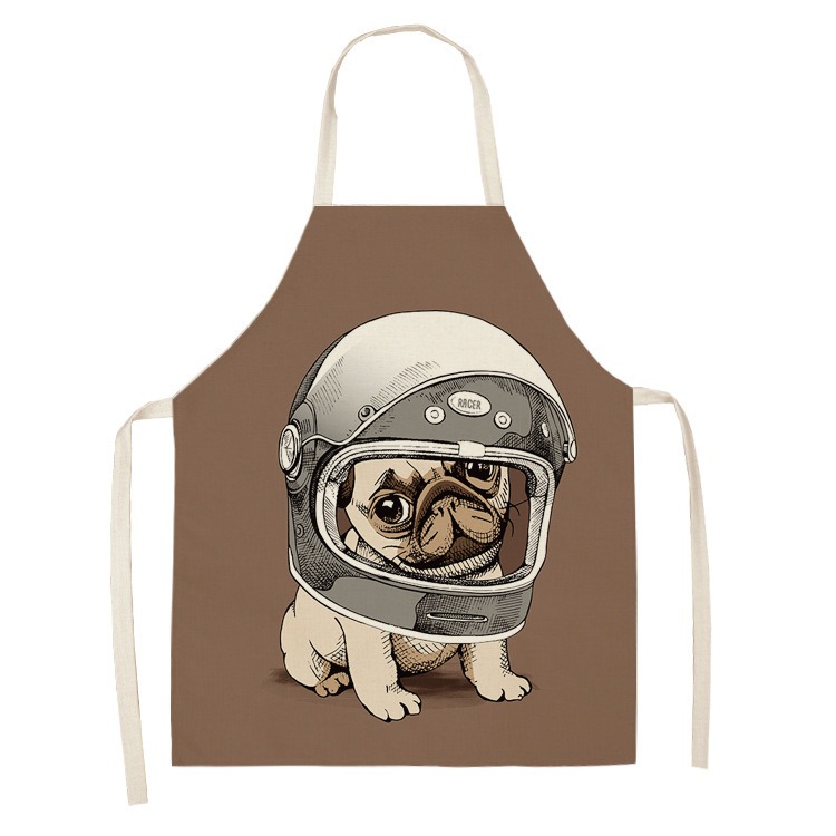 かわいいパグ犬柄キッチンエプロン 面白い漫画風アニマルリネン - Home Cooking For Dogs のレビューと価格