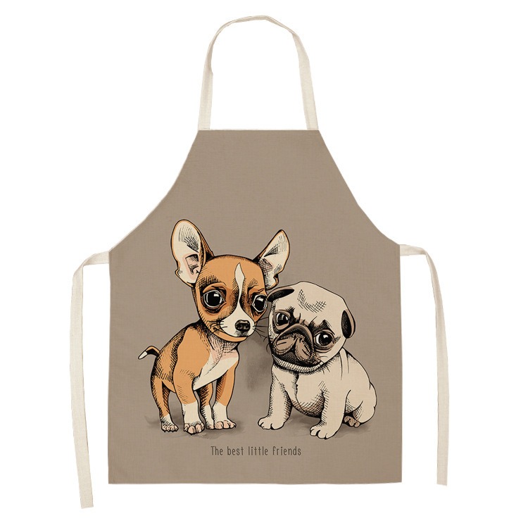 かわいいパグ犬柄キッチンエプロン 面白い漫画風アニマルリネン - Home Cooking For Dogs のレビューと価格