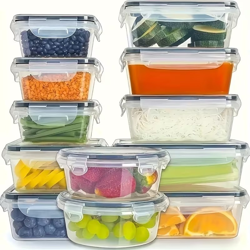 4個セット 透明食品保存容器 スナップ蓋付き、果物、野菜、パ - Home Cooking Food のレビューと価格
