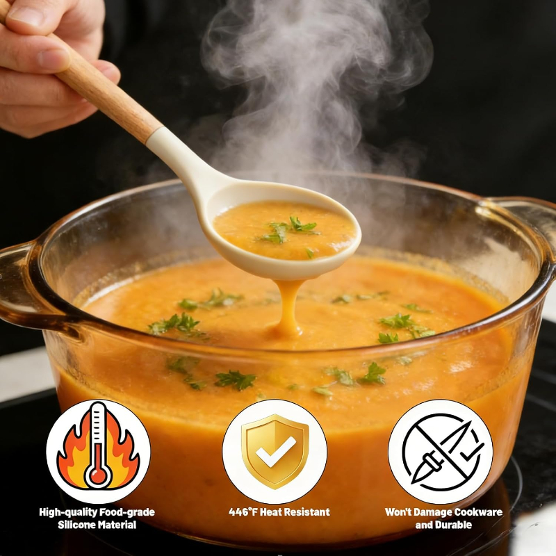 木製ハンドルシリコン製キッチンツールセット14点、ノンスティ - Home Cooking Utensil Set のレビューと価格