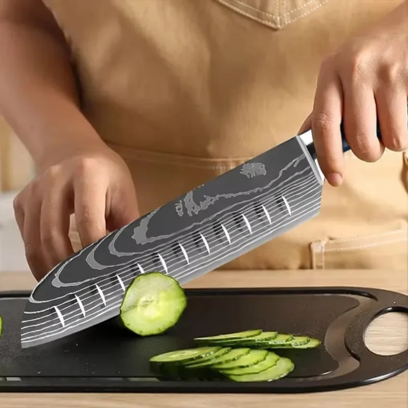ダマスカス模様レーザー鋼日本製三徳包丁樹脂ハンドルシェフ用肉 - Home Cooking Japanese のレビューと価格