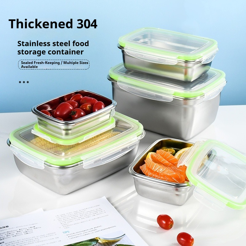 304ステンレス製ランチボックスセット、シリコン製透明蓋付き - Home Cooking Food のレビューと価格