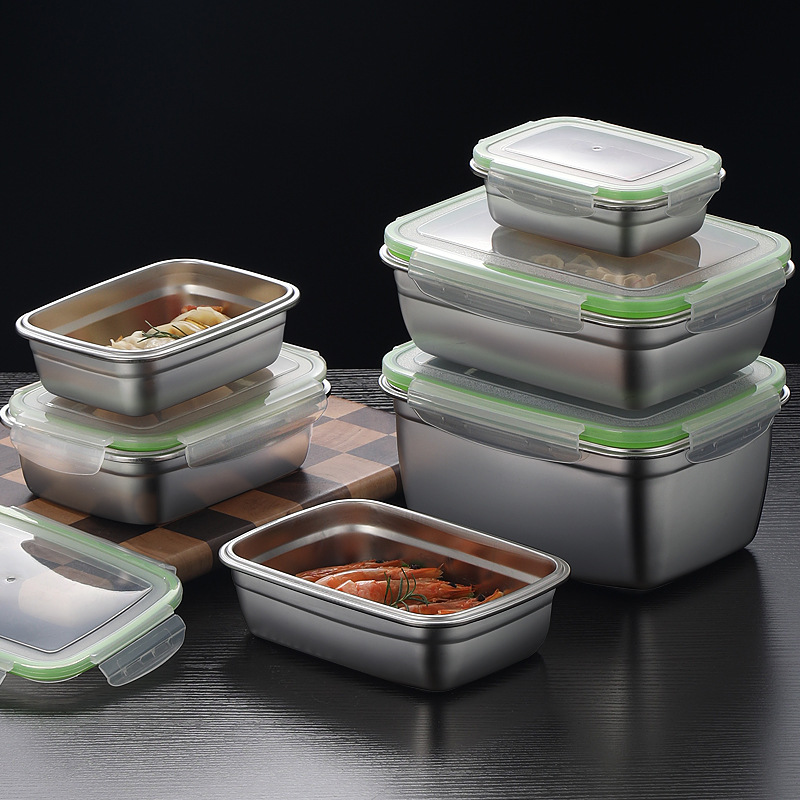 304ステンレス製ランチボックスセット、シリコン製透明蓋付き - Home Cooking Food のレビューと価格