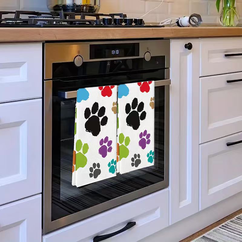 2枚セット、カラフルな犬の足跡柄キッチンタオル、40cm*6 - Home Cooking For Dogs のレビューと価格