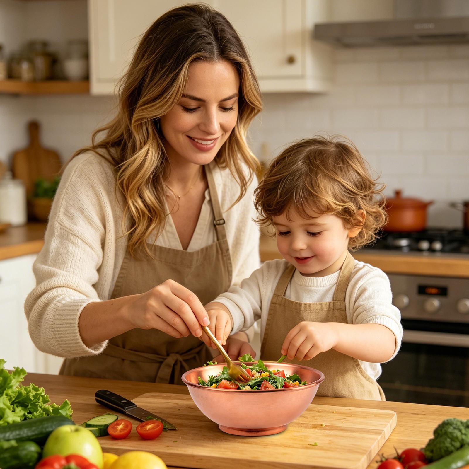 銅製ボウル 大型保存容器 サラダ用銅製皿 家庭用サービング  - Home Cooking Food のレビューと価格