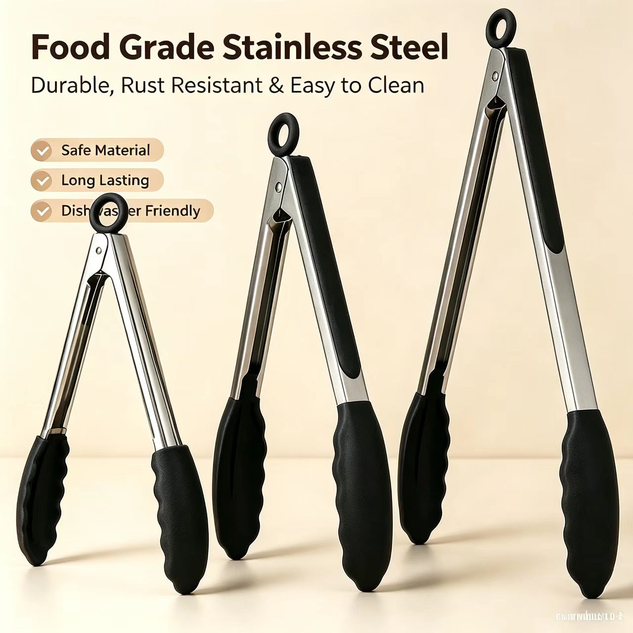 3サイズ展開、頑丈なステンレス製キッチン用トング、シリコンチ - Home Cooking Utensil Set のレビューと価格