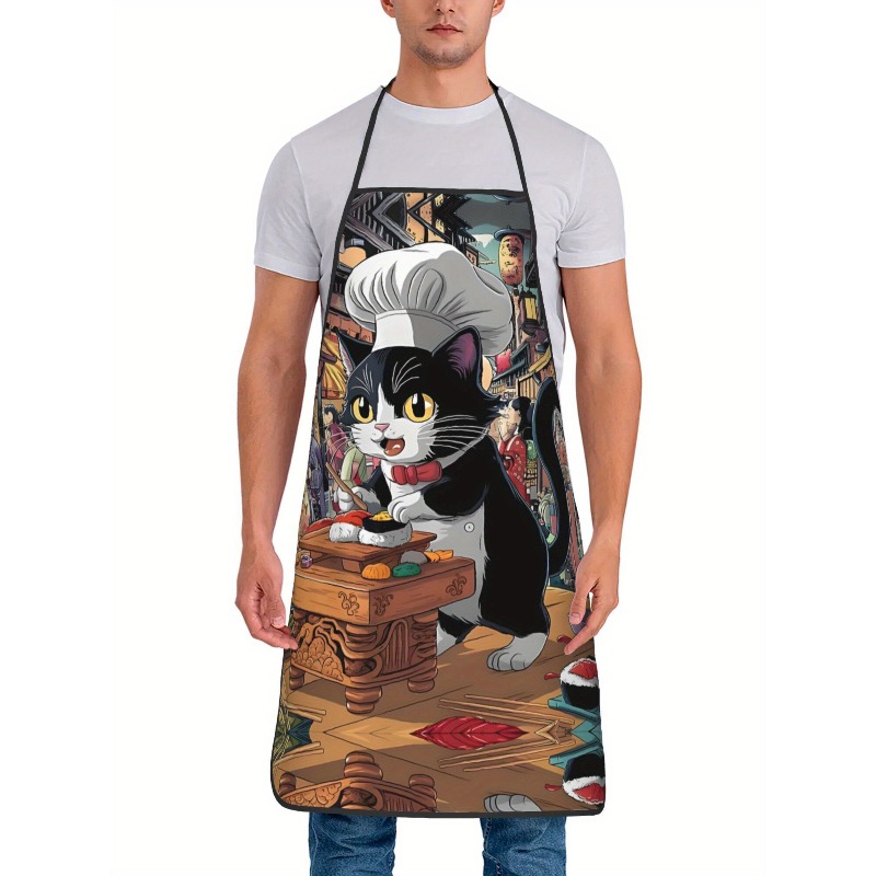 面白い寿司シェフ猫漫画キッチンエプロン日本料理デザインリネン - Home Cooking Japanese Food のレビューと価格