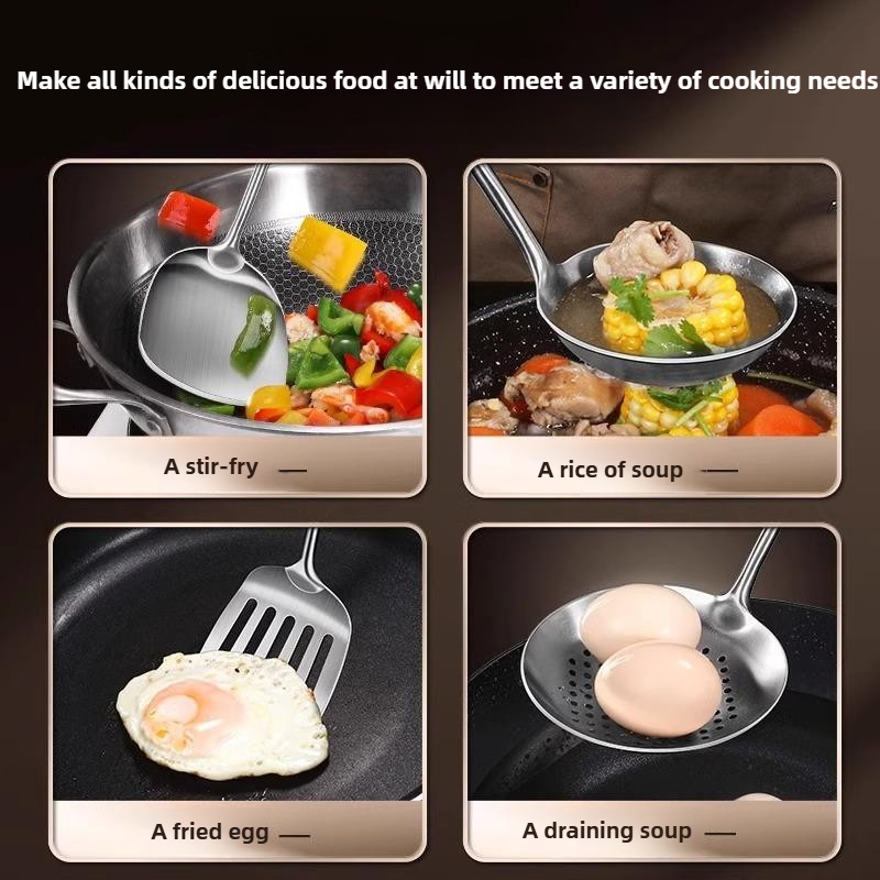 食品グレードステンレス製中華鍋用スパチュラ、金属製キッチン用 - Home Cooking Utensil Set のレビューと価格
