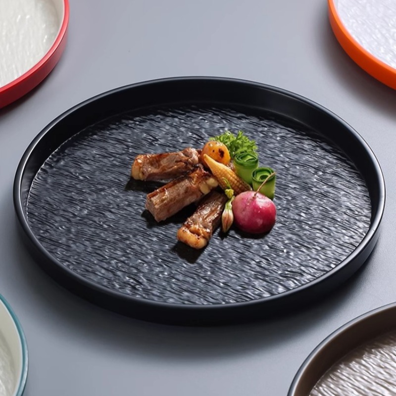 モダンなラウンドストーンメラミンステーキパスタプレート日本の - Home Cooking Japanese のレビューと価格